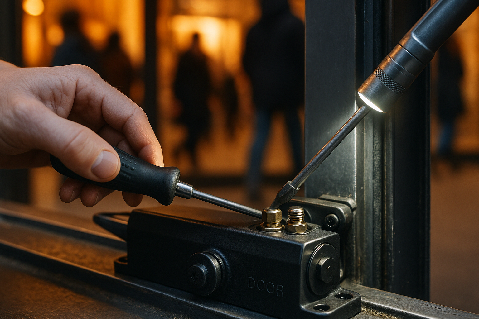 Installatie deurdranger entree