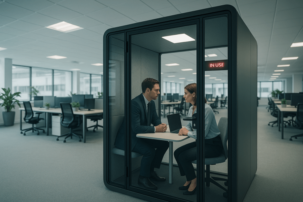 Welke rol kunnen geluidsdichte cabines spelen bij vertrouwelijke gesprekken en AVG-proof werken op&nbsp;kantoor?