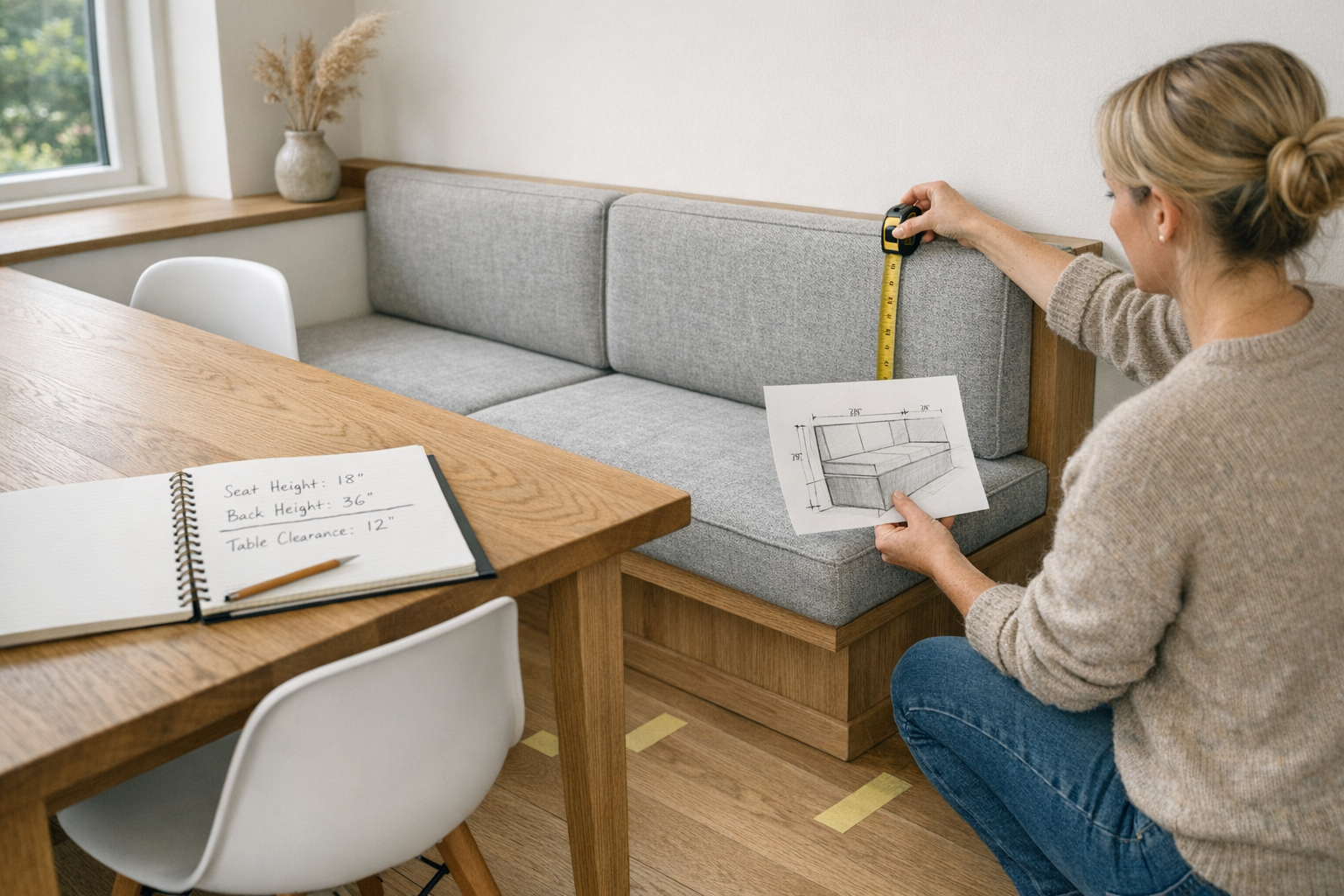 Eetbank op maat afmetingen