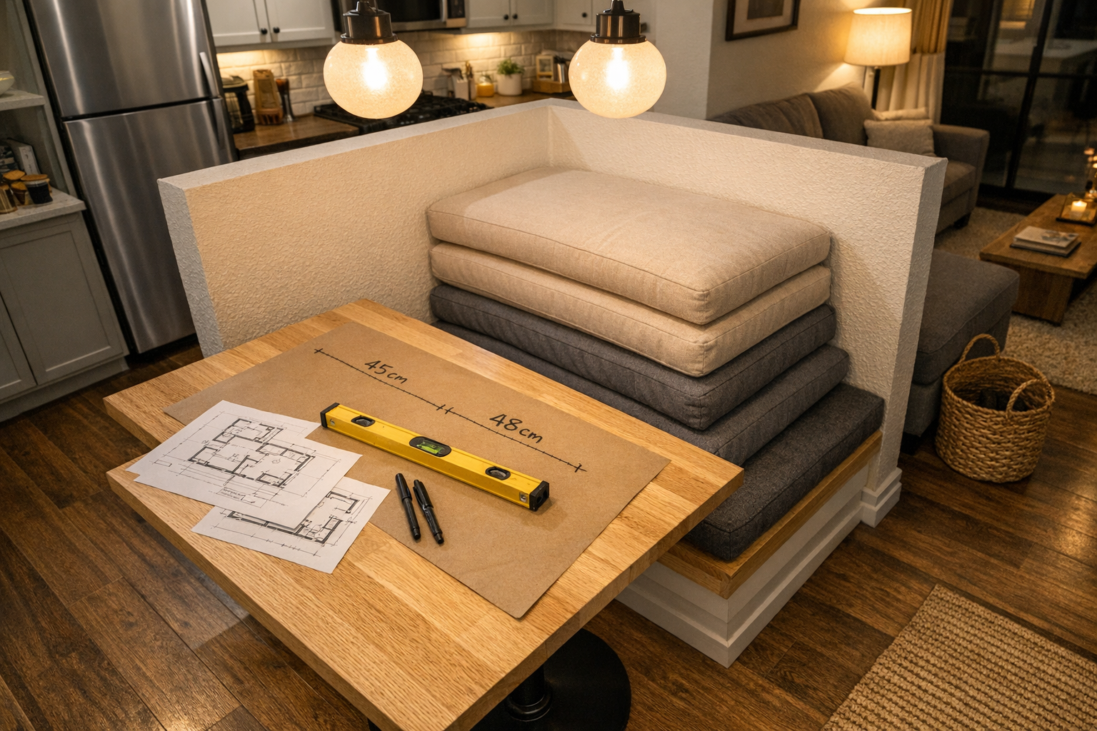 Eetbank plaatsing en loopruimte