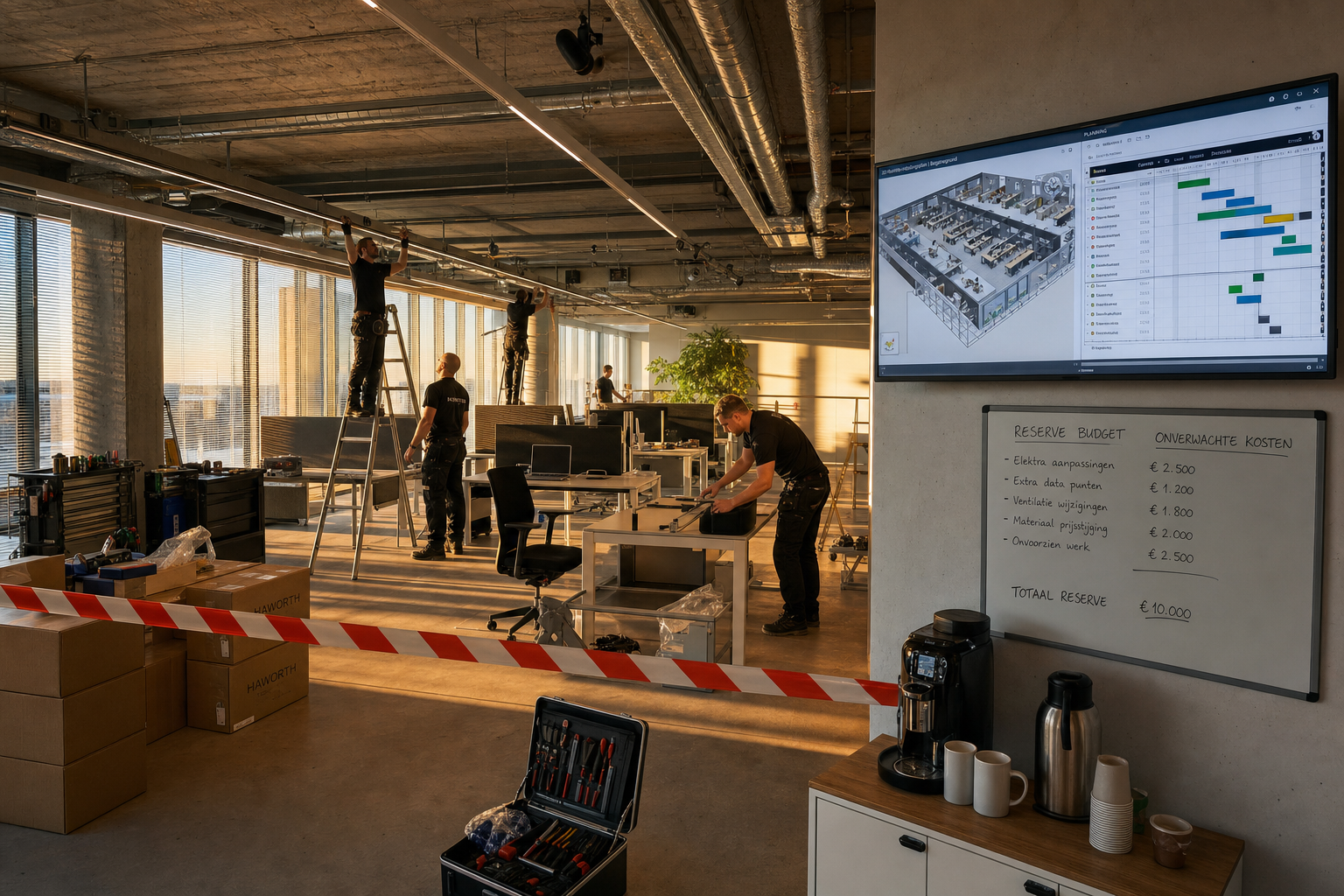 Projectplanning en budgetbeheer voor kantoorinrichting